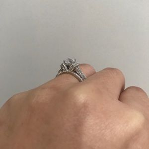 New silver round Art Deco engagement ring wedding